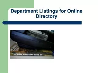 Department Listings for Online Directory