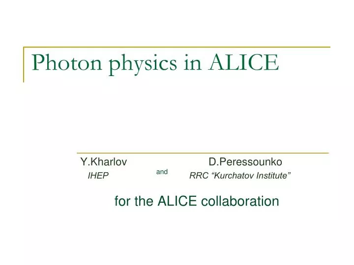 photon physics in alice