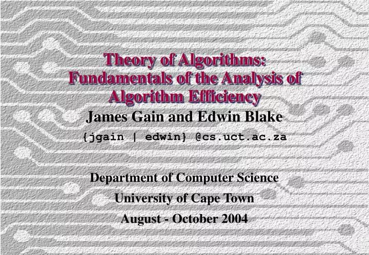 theory of algorithms fundamentals of the analysis of algorithm efficiency