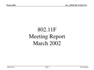 802.11F Meeting Report March 2002
