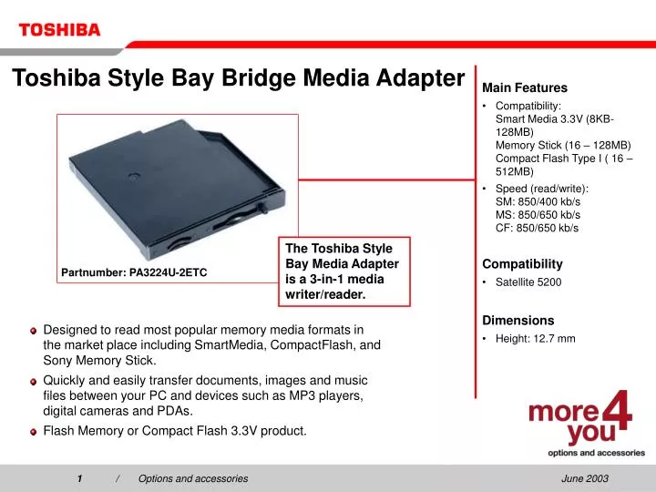 toshiba style bay bridge media adapter