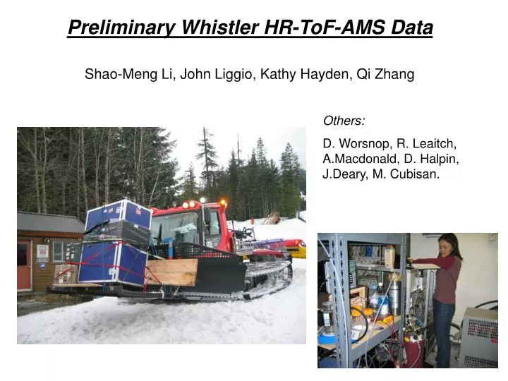 preliminary whistler hr tof ams data shao meng li john liggio kathy hayden qi zhang