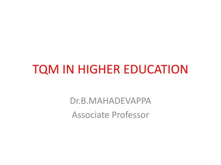 tqm in higher education