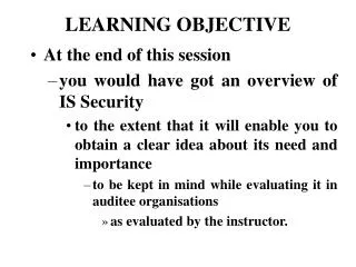 LEARNING OBJECTIVE