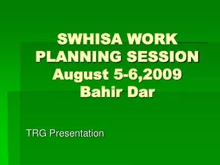 SWHISA WORK PLANNING SESSION August 5-6,2009 Bahir Dar