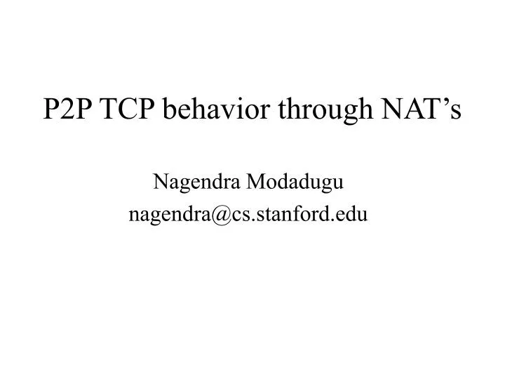 p2p tcp behavior through nat s