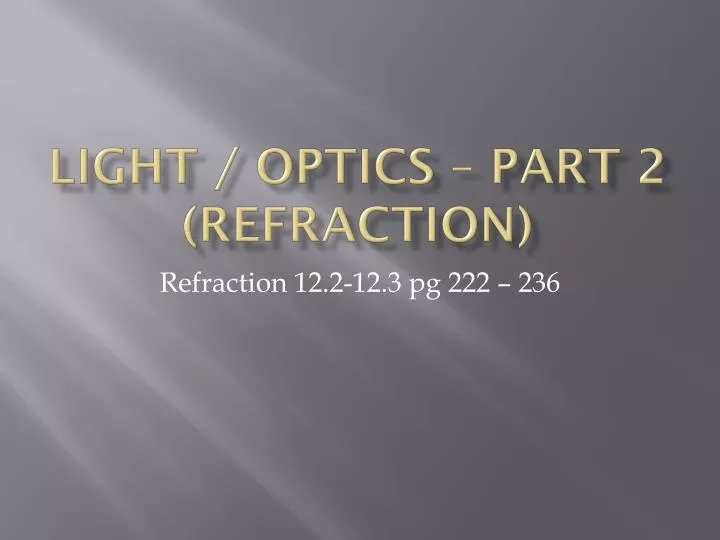 light optics part 2 refraction
