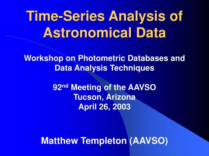 time series analysis of astronomical data