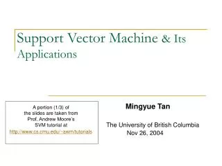 support vector machine its applications
