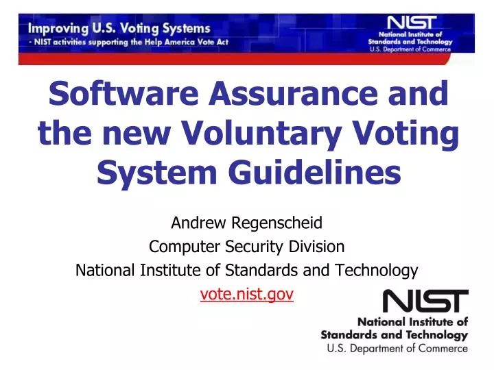 software assurance and the new voluntary voting system guidelines