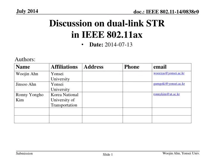 discussion on dual link str in ieee 802 11ax