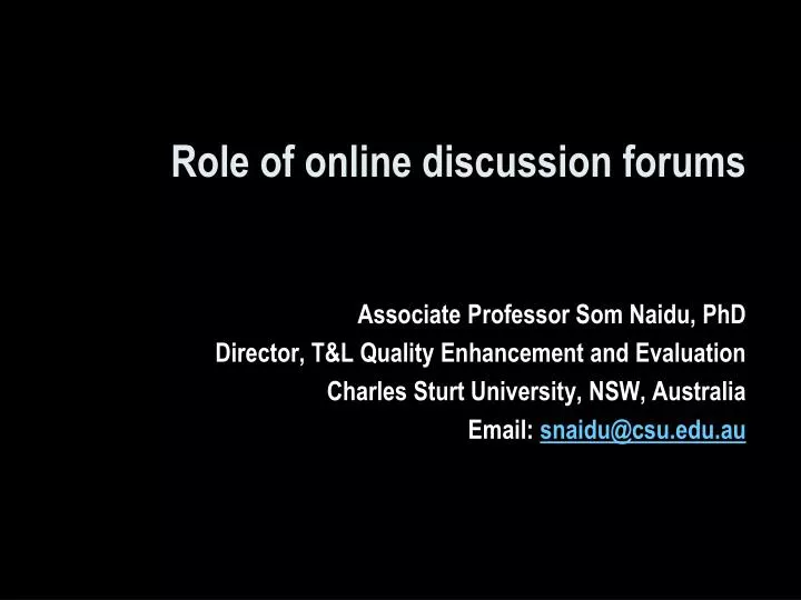 role of online discussion forums