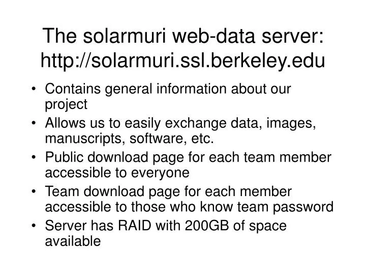the solarmuri web data server http solarmuri ssl berkeley edu