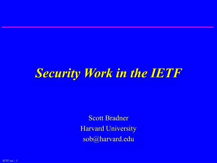 security work in the ietf