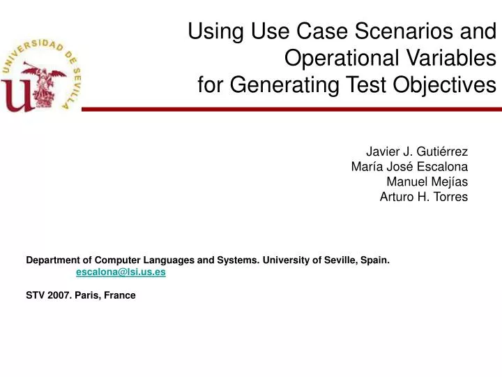 using use case scenarios and operational variables for generating test objectives