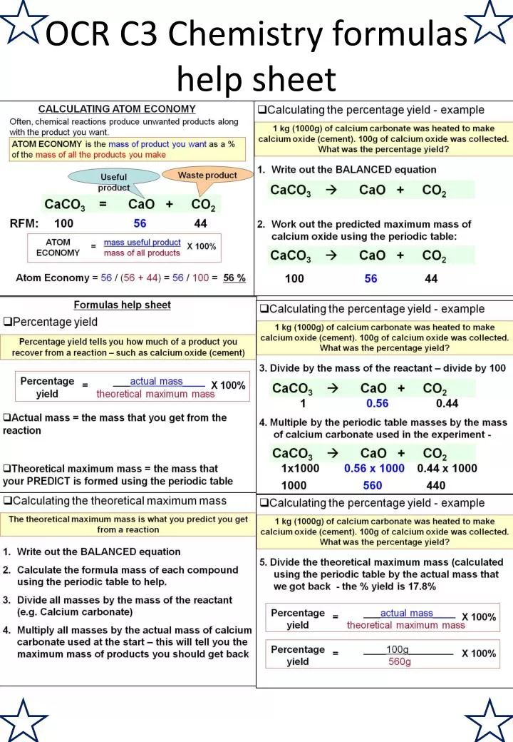 ocr c3 chemistry formulas help sheet