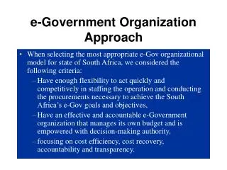 e-Government Organization Approach