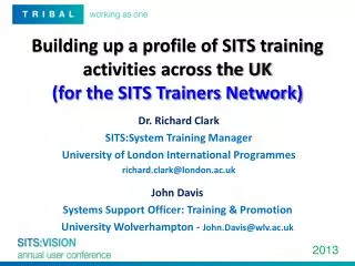 Building up a profile of SITS training activities across the UK (for the SITS Trainers Network)
