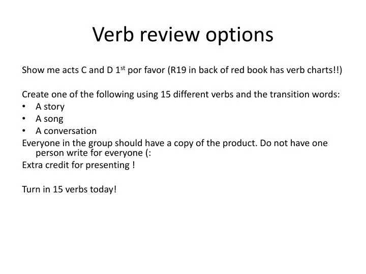 verb review options