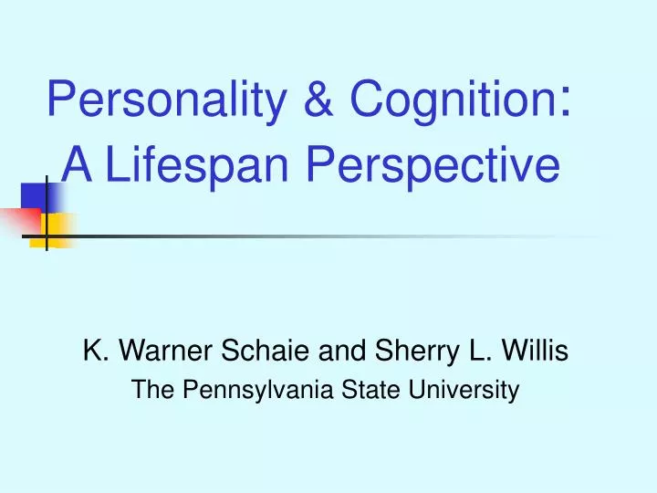 personality cognition a lifespan perspective