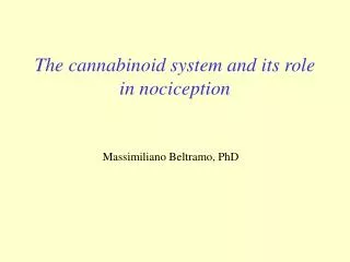 The cannabinoid system and its role in nociception