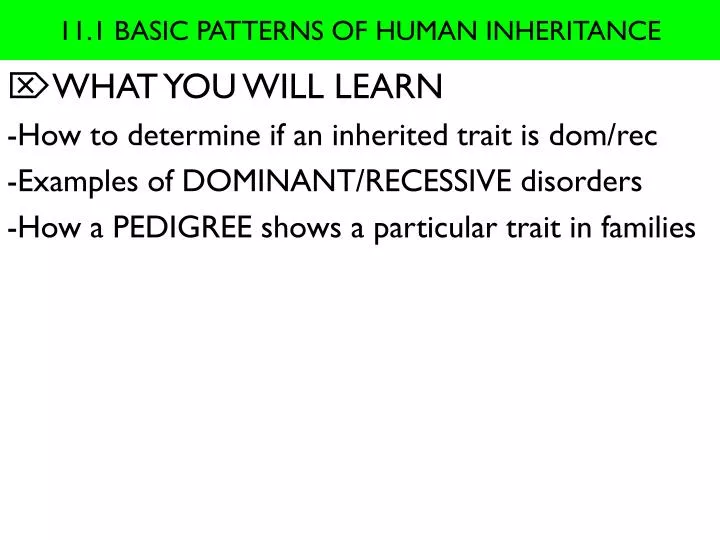 11 1 basic patterns of human inheritance
