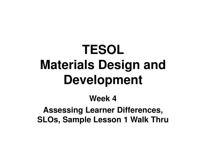 tesol materials design and development