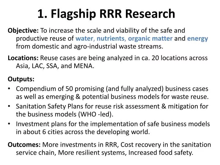 1 flagship rrr research