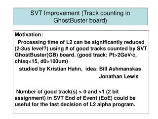 SVT Improvement (Track counting in GhostBuster board)