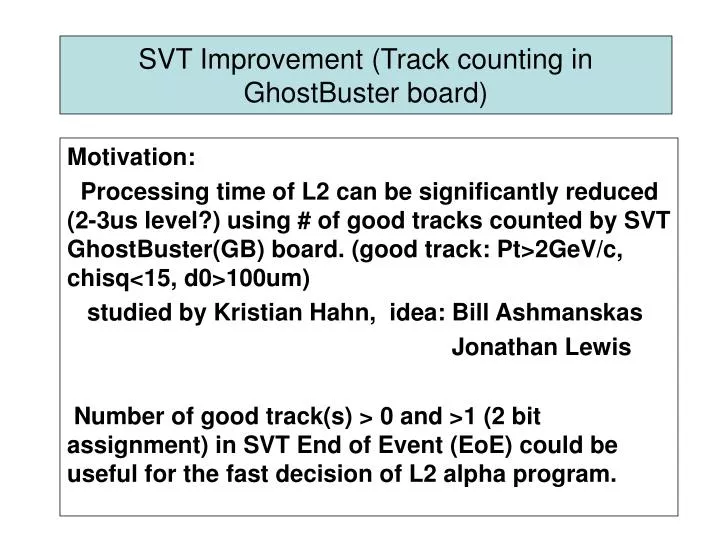 svt improvement track counting in ghostbuster board