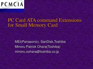 PC Card ATA command Extensions for Small Memory Card
