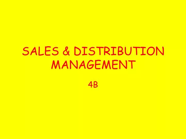 sales distribution management
