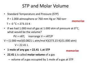 STP and Molar Volume