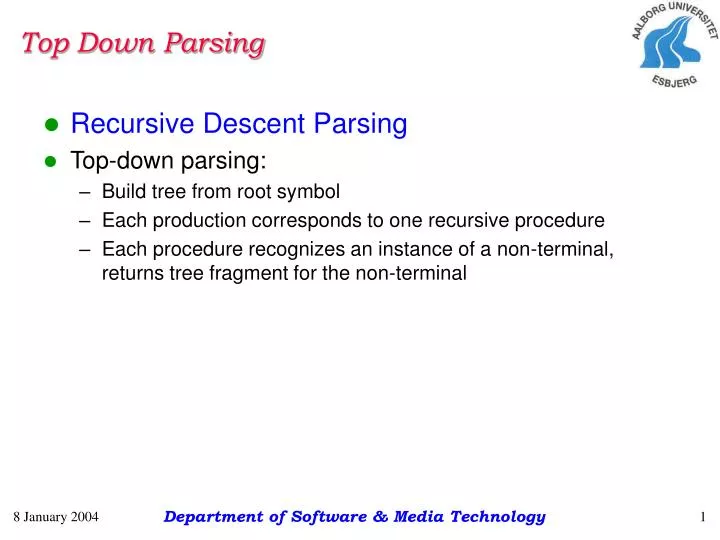 top down parsing