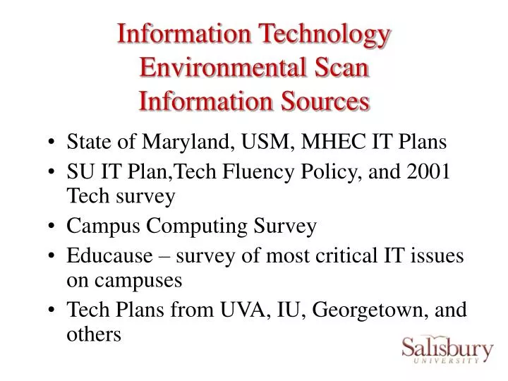 information technology environmental scan information sources