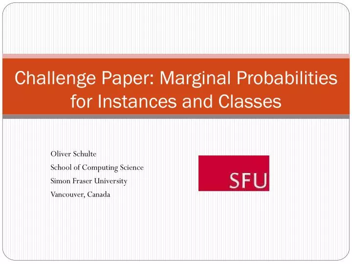 challenge paper marginal probabilities for instances and classes