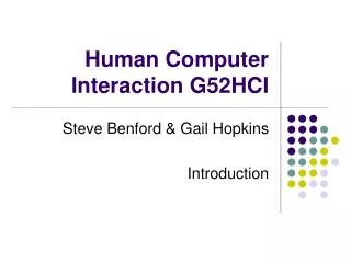 Human Computer Interaction G52HCI