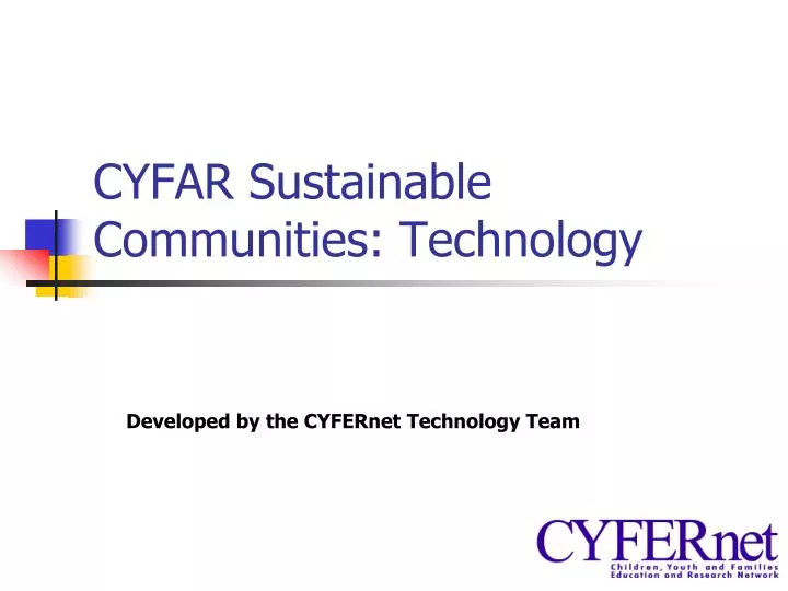 cyfar sustainable communities technology
