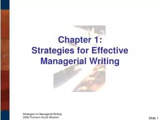 Chapter 1: Strategies for Effective Managerial Writing