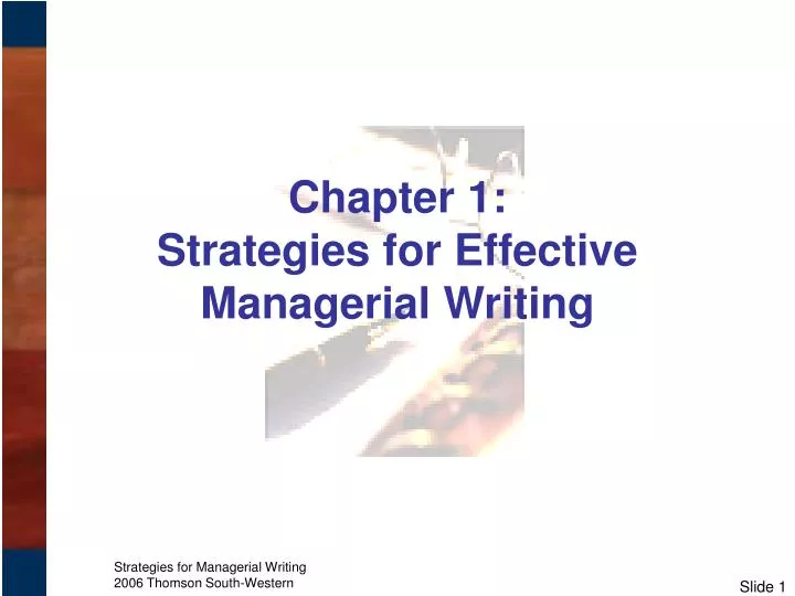 chapter 1 strategies for effective managerial writing
