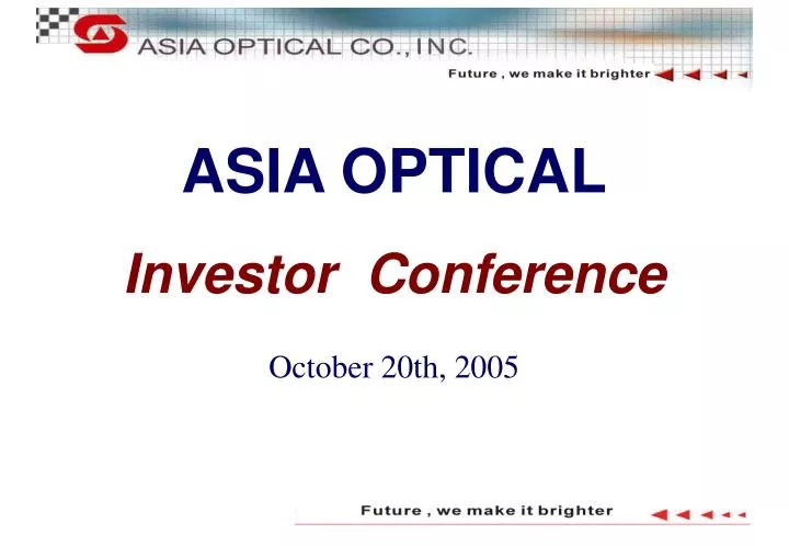 as ia optical investor conference october 20th 2005