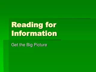Reading for Information