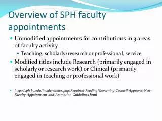 overview of sph faculty appointments