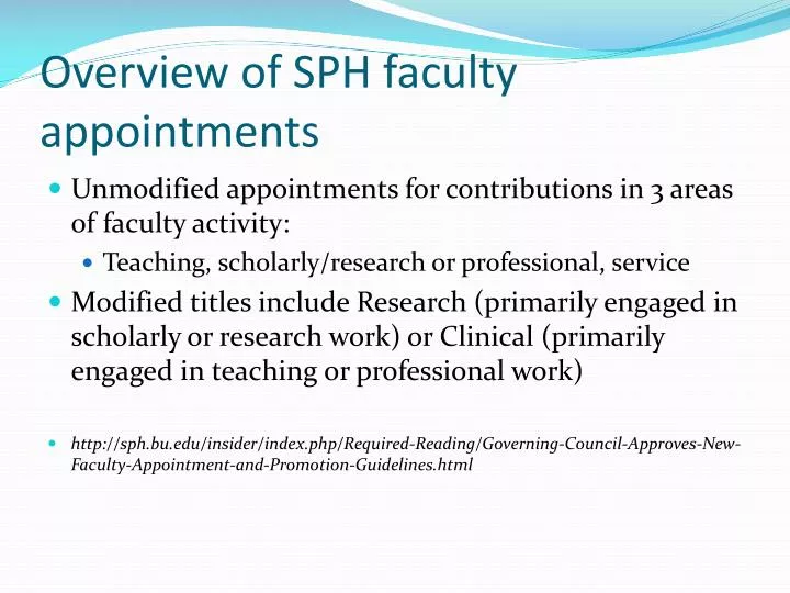 overview of sph faculty appointments
