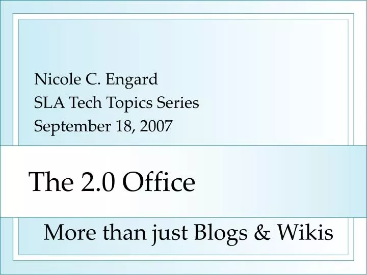 nicole c engard sla tech topics series september 18 2007