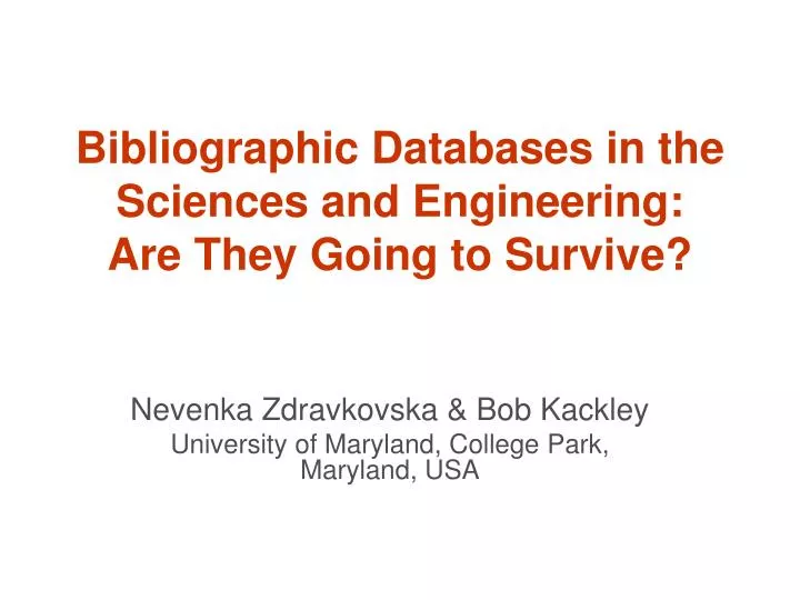 bibliographic databases in the sciences and engineering are they going to survive