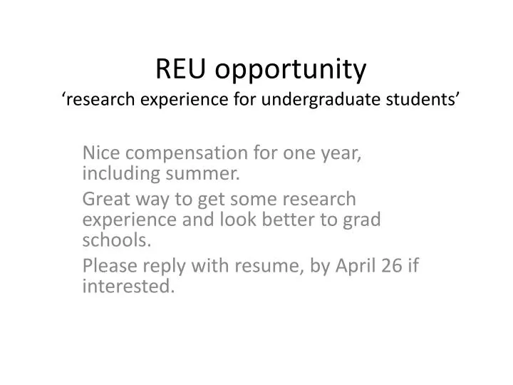 reu opportunity research experience for undergraduate students