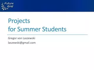 Projects for Summer Students