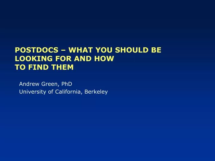 postdocs what you should be looking for and how to find them