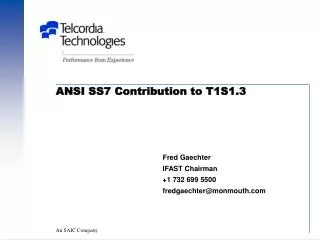 ANSI SS7 Contribution to T1S1.3